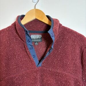 J.Crew Nordic Sherpa Fleece Pullover S Burgundy Snap Button All Weather Speckled